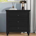28" 3-Drawer Nightstand with Smooth-Glide Drawers and Wood Legs