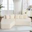 Compression Sectional Couch with Comfy Chaise,Irregular L-shaped compression sofa with deep seat, Minimalist Modular Couches Sleeper for Living Room Bedroom Apartment Lounge-IVORY