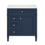Modern Blue Bathroom Vanity with Ceramic Top Sink, 30'' Storage Cabinet with 2 Drawers and Tip-out Drawer, Rectangular Design