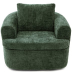 Modern Green Swivel Accent Barrel Chair with Dual-Layer Cushion and 360° Base, 36.6' Round Chair for Living Room, Bedroom, Office, Chenille Upholstery