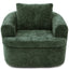 Modern Green Swivel Accent Barrel Chair with Dual-Layer Cushion and 360° Base, 36.6' Round Chair for Living Room, Bedroom, Office, Chenille Upholstery