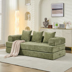 Comfy Convertible Folding Mattress Couch, Floor Sofa Bed, Chenille Floor Sofa with Armrest, Floor Sofa Lounge Couch for Living Room Bedroom Lounge Studio-Green