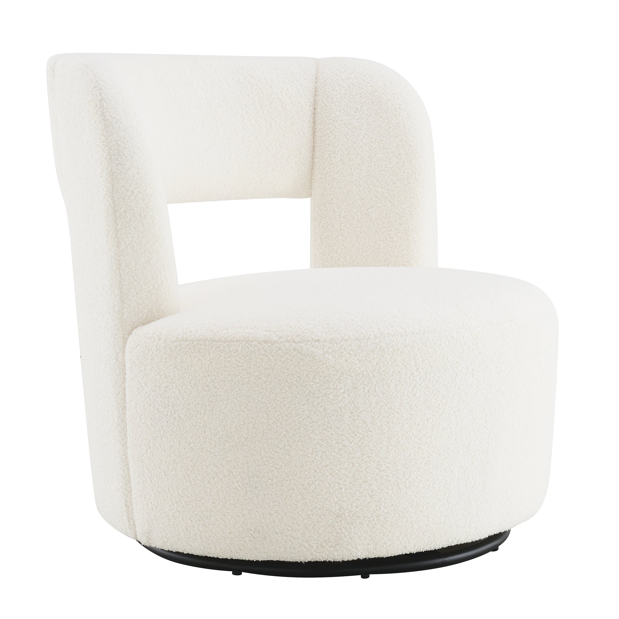 Swivel Barrel Chair with Soft Teddy Fabric, Comfy Round Accent Chair for Living Room, Cream, Plywood, 28.5 x 28 x 27.5 inches Main image