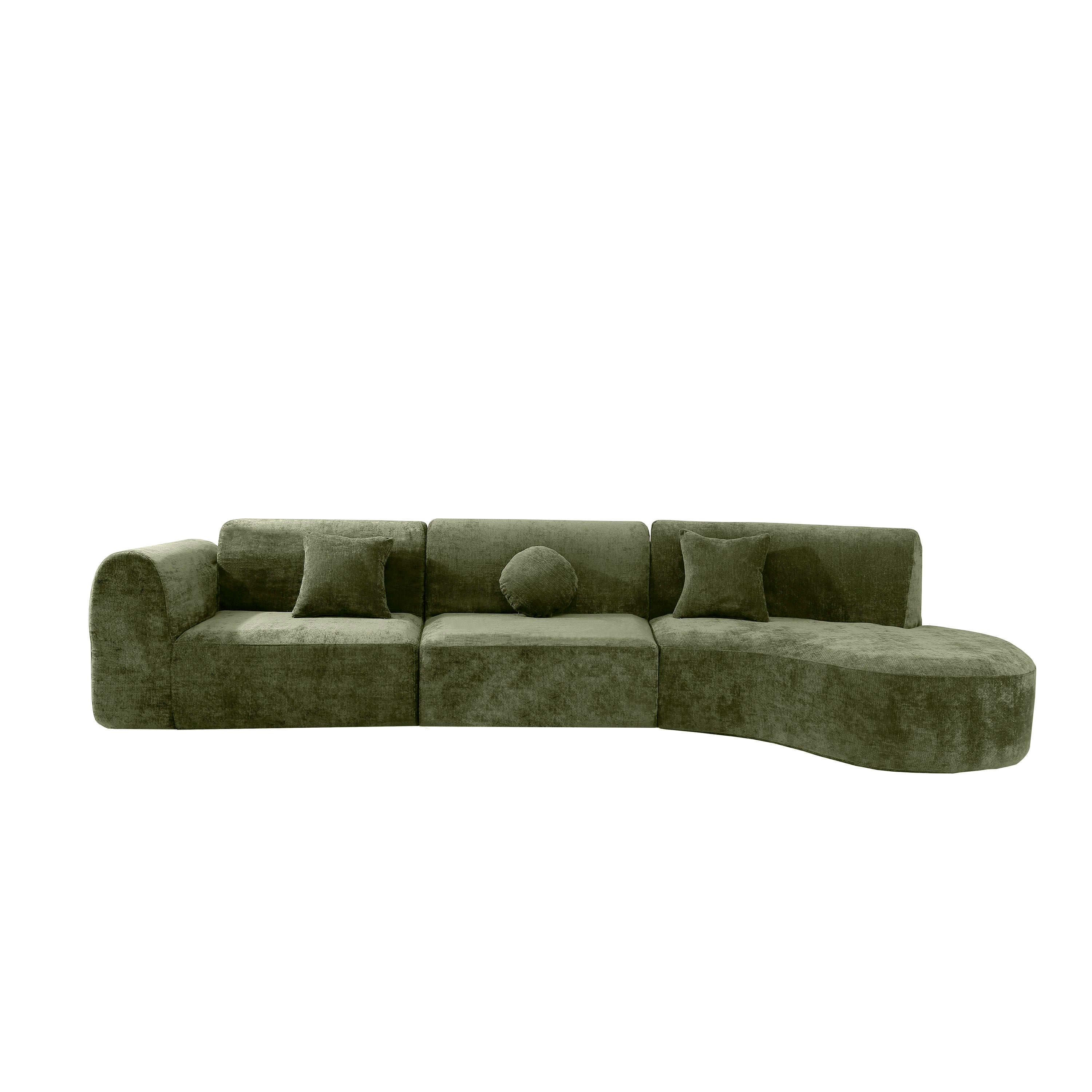 140' Modern Curved Sectional Sofa with High-Density Fully Compressed Sponge and Chaise Lounge, 3-Piece Set, Fully Assembled Right Hand Facing, Perfect for Living Room, Lounge Secondary image