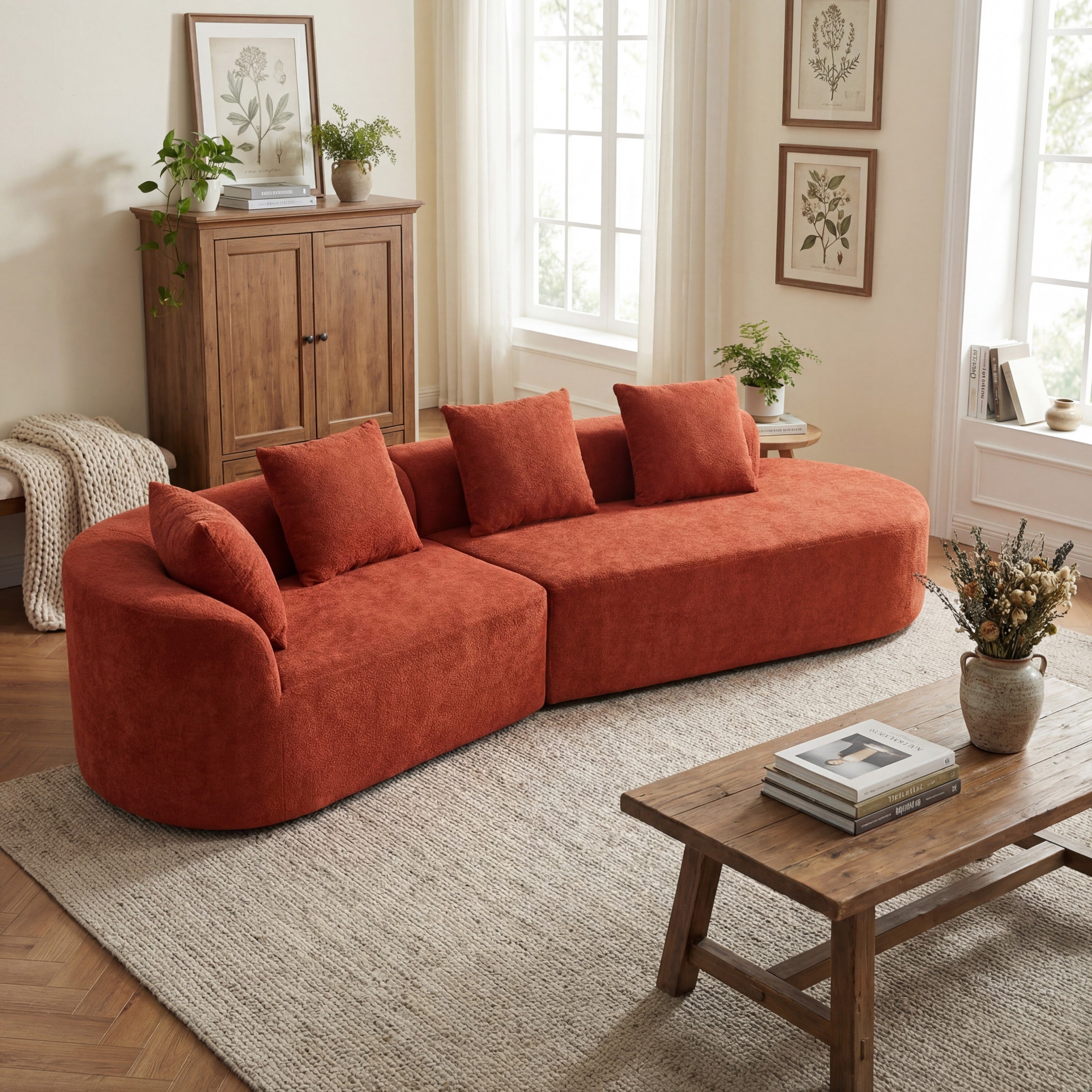 116' Modern Curved Sectional Sofa with High-Density Fully Compressed Sponge and Chaise Lounge, 2-Piece Set, Fully Assembled Right Hand Facing, Perfect for Living Room, Lounge Secondary image