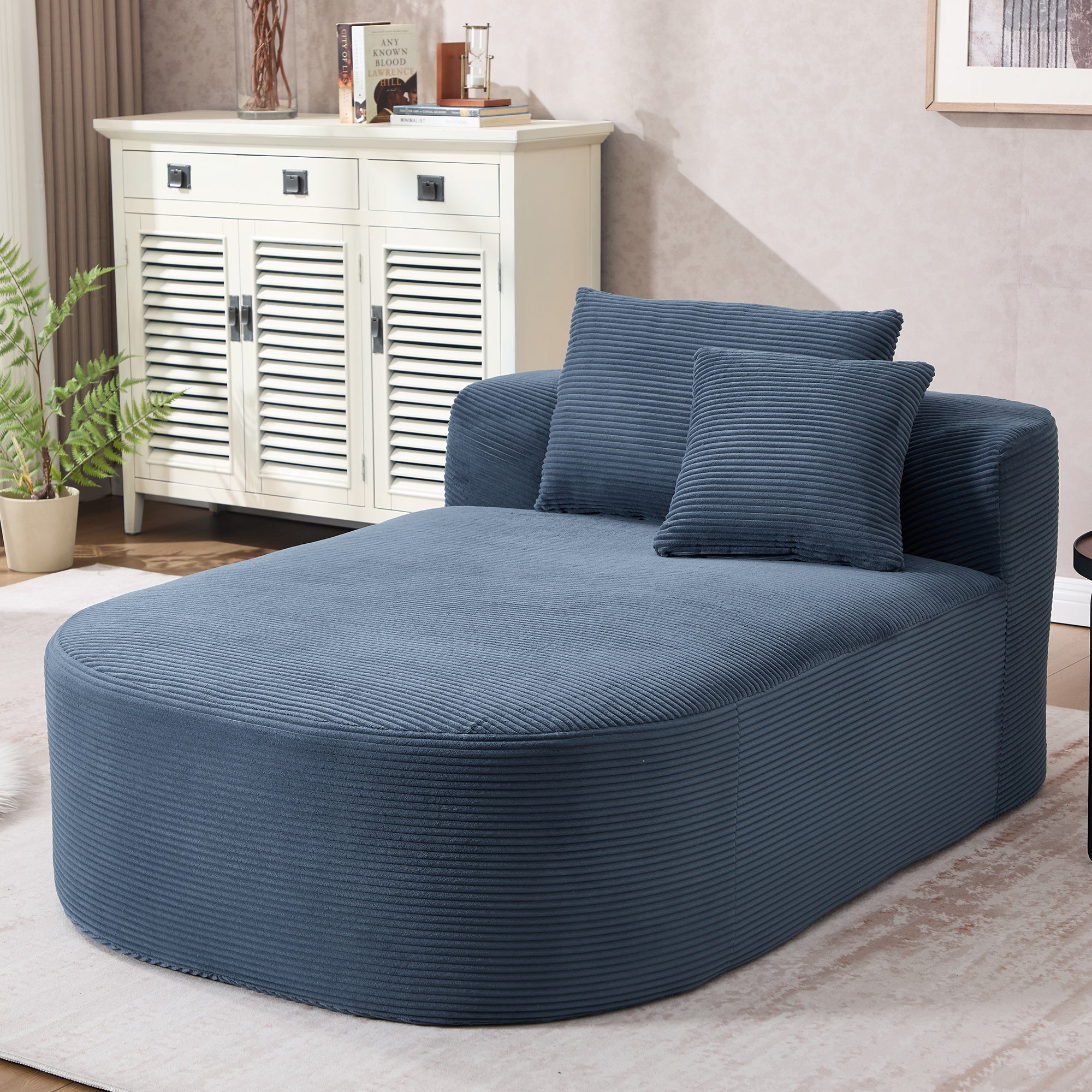 Blue Oversized Corduroy Chaise Lounge Sofa Bed with Deep Seat and Soft Pillows, 67.5'' Long, 46'' Wide Seat, No Assembly Required Secondary image