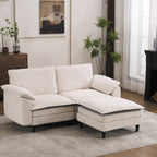 70.87' Black & White Two-Tone L Shaped Cloud Sofa, Modular Sectional with Ottoman, 2-Seat Chenille Deep Seat and Pillow – Perfect for Living Room, Bedroom, Apartment