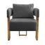 TS Modern Decorative Chair with Gold Metal Legs, Teddy Fleece Upholstered, No Wheels, Grey, 2PCS