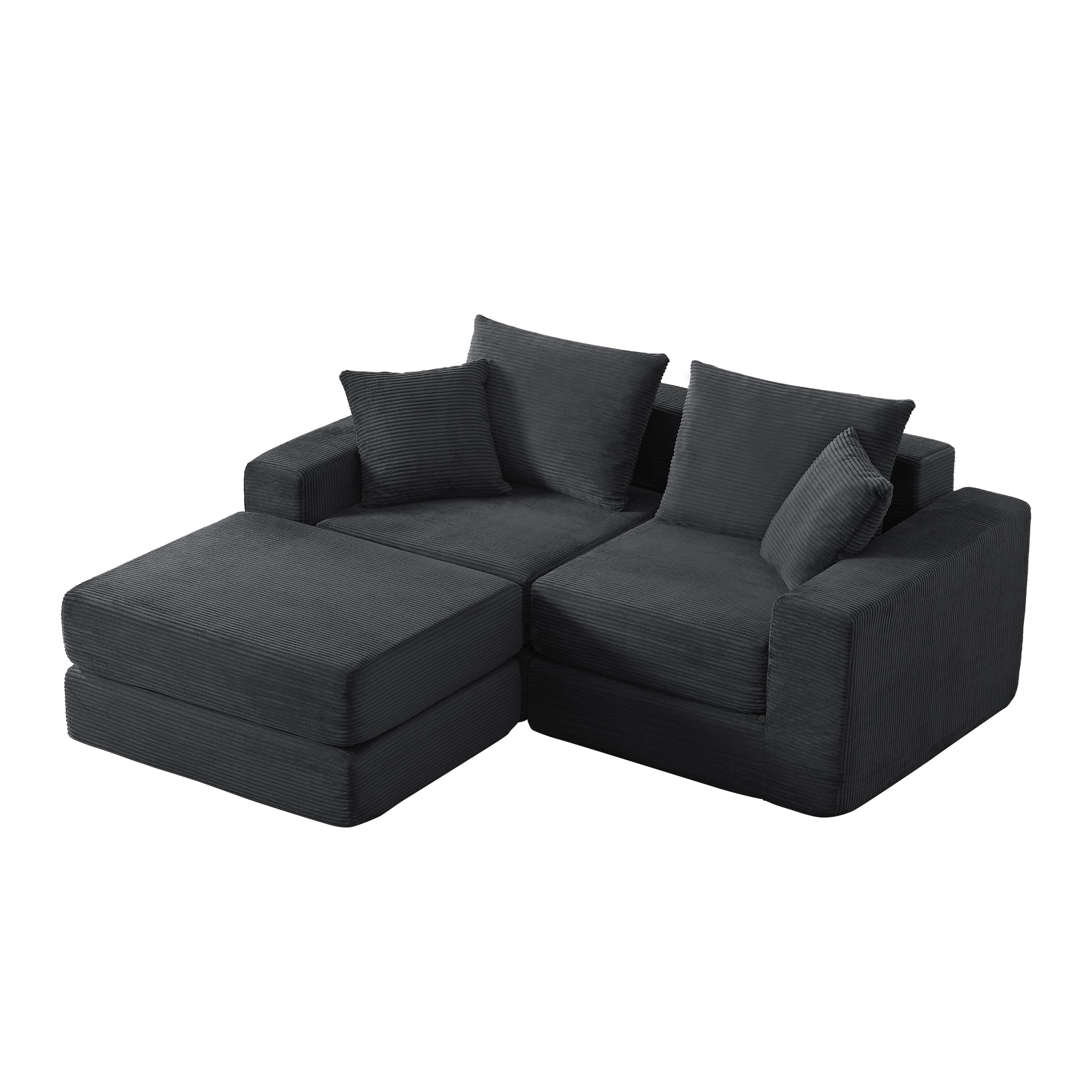 Modular Sectional Loveaeat Cloud Sofa, Boneless Couch with Non Slip Base, Cozy Sleeper Sofa for Customizable Living Spaces, Modern Modular Couch with L-Shape Chaise, Deep Seat & No Assembly Secondary image