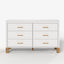 Modern 6-Drawer White Dresser with Solid Wood Legs and Metal Handles, Heavy-Duty Storage Cabinet for Kids Bedroom or Living Area