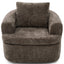 Modern Brown Swivel Barrel Chair with Dual-Layer Cushion for Living Room, Bedroom, Office, 36.6' Round Accent Chair with 360° Rotation and Iron Base