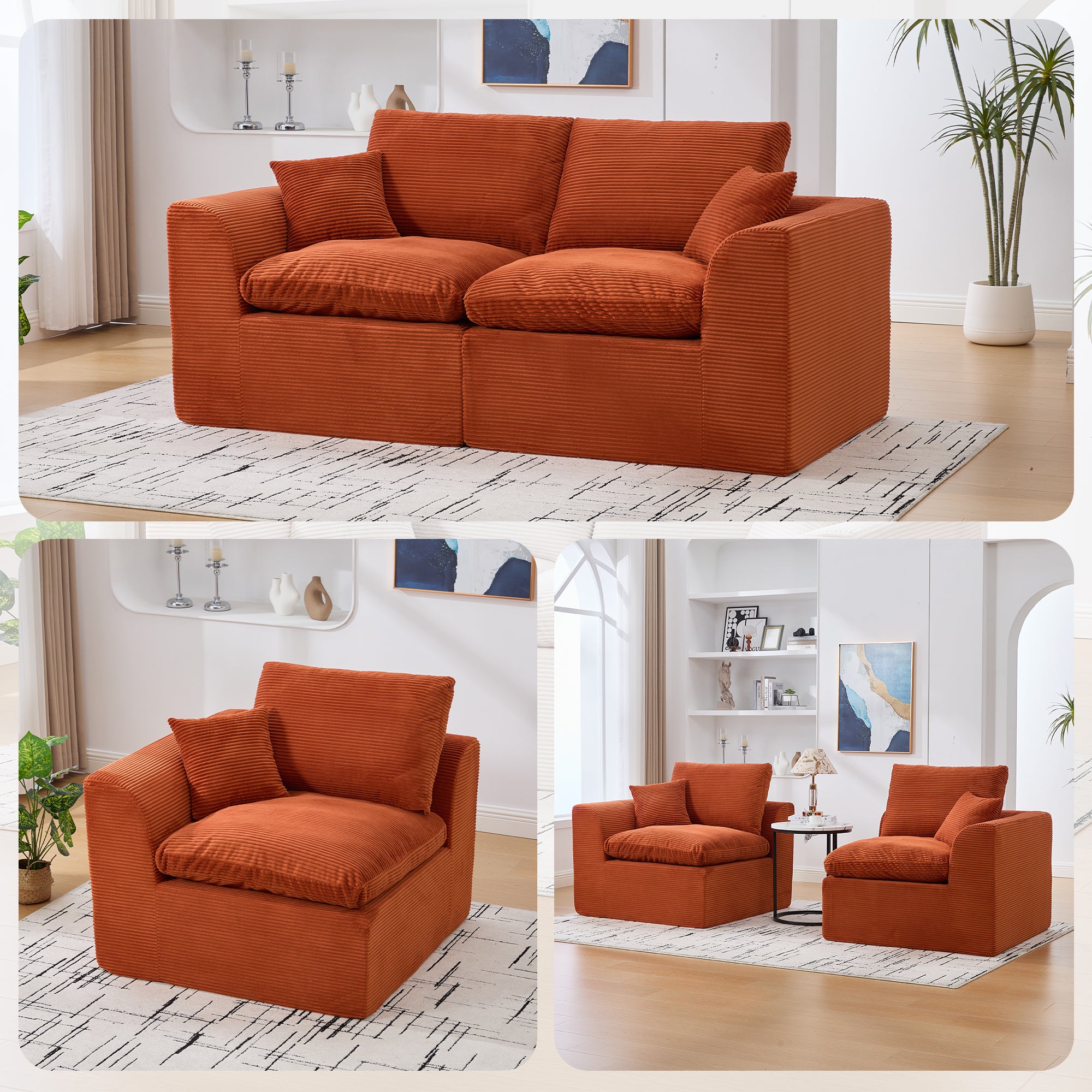 UNITED WE WIN Modular Sectional Sofa Cloud Couch,Comfy Cloud Modern Sofa,2 Seater with Cushion Covers Removable Furniture for Living Room Bedroom Apartments Dorms,No Assembly Required