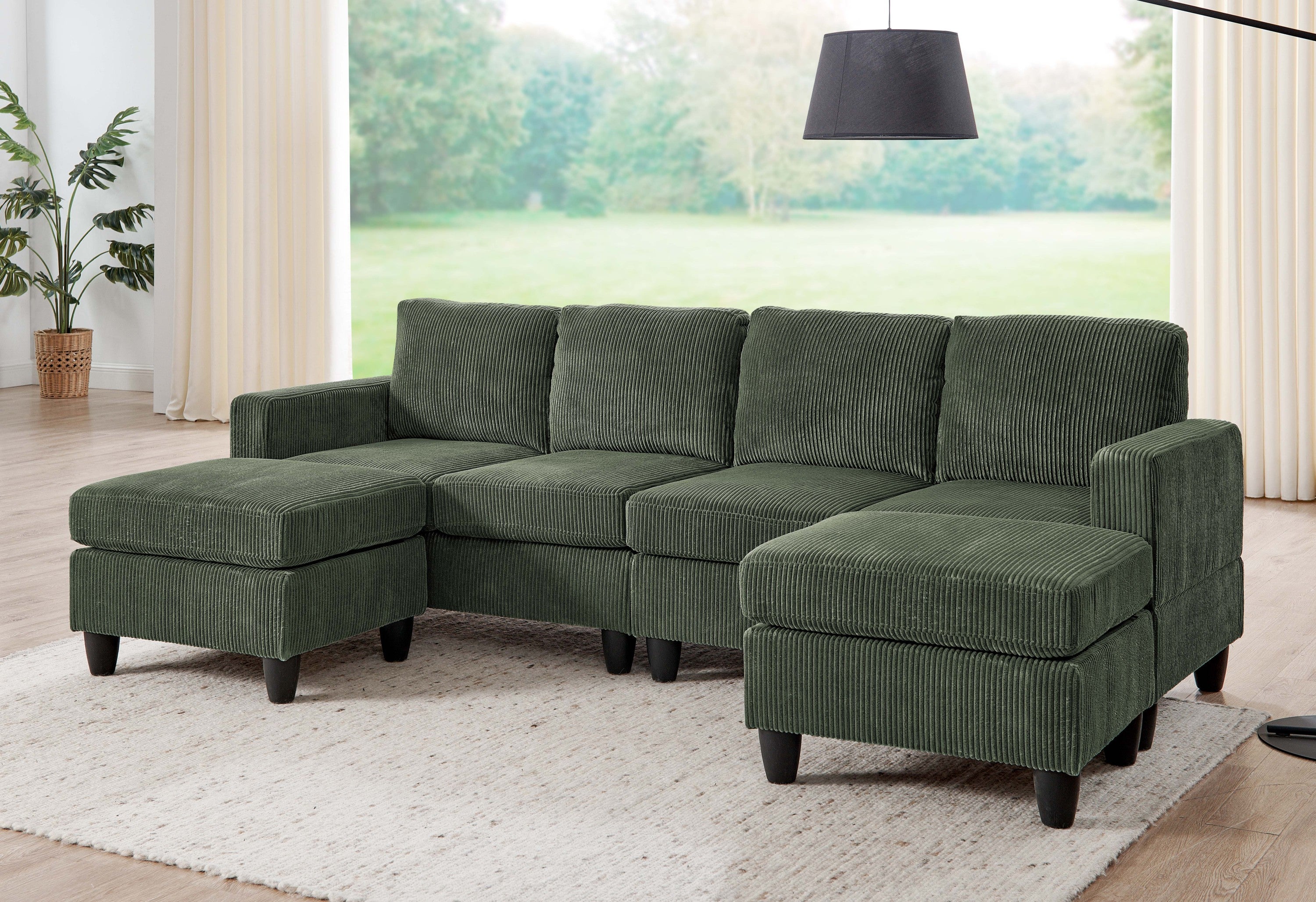 Savannah Modular Corduroy Sectional Sofa with Ottoman Main image