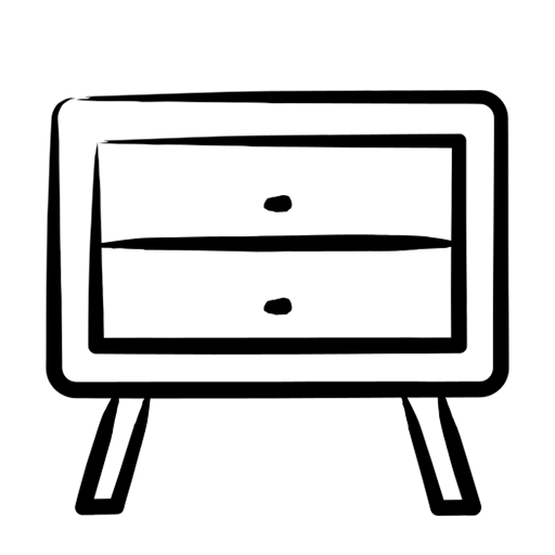 Black outline of a television set on a white background