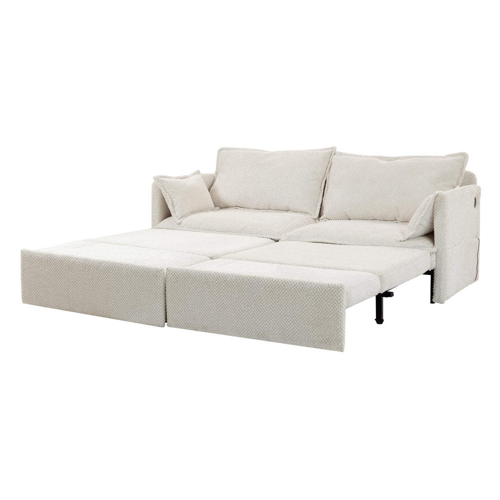 73.6inch Pull Out Sofa Bed,3-in-1 corduroy Convertible Sleeper Sofa Couch,Side Storage,and USB/C-TYPE Charging Ports Chair for Living Room,Bedroom,Apartment