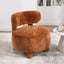 063-Fur Fabric armless accent chair with curved backrest and solid wooden legs upholstered chair slipper side chair  for primary living space bedroom vanity room or reading room ,Khaki