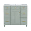 Transitional Green 36-Inch Bathroom Vanity with Ceramic Sink, Solid Wood Frame, Soft Close Doors, Adjustable Shelves, and Hairdryer Storage