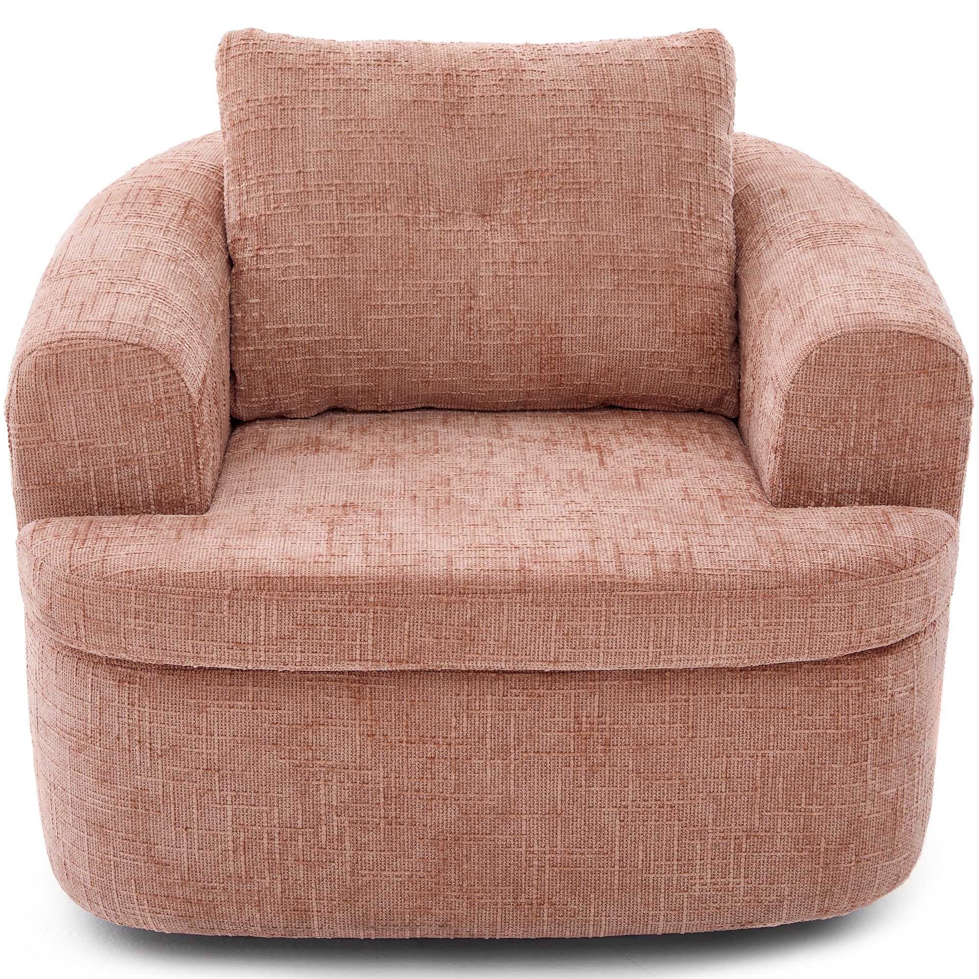 Modern Pink Swivel Barrel Chair with 360° Rotation and Dual-Layer Cushion for Living Room, Bedroom, Office, 36.6' Round Accent Chair in Chenille Main image
