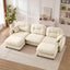 Modular Sectional U Shaped Couch With Ottoman,Premium Chenille Fabric,With 2 Throw Pillows,High-Density Foam  Quilted Pleated Design,Easy Install,Fits Bedrooms,Reading Nooks,Beige