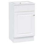 White 18' Bathroom Vanity with Sink, MDF & Ceramic, Adjustable Shelf, 18'L x 16'W x 32'H