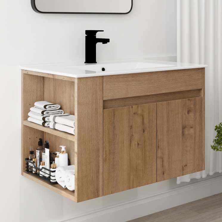 30 Inch Bathroom Vanity With White Ceramic Basin and Adjust Open Shelf(KD-PACKING) Main image