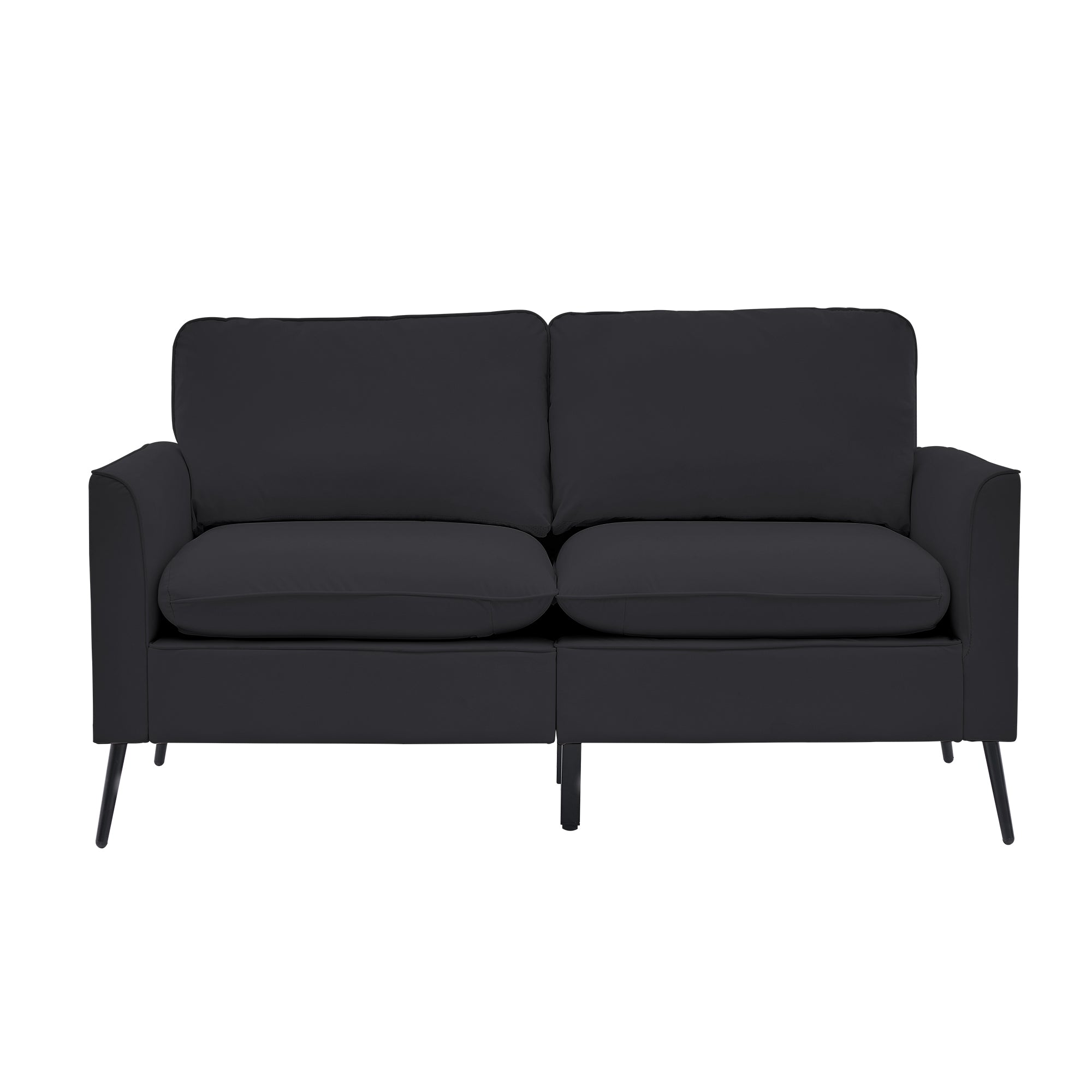 TS Nordic Retro Leather Upholstered Sofa Loveseat, Light Luxury Single Chair in Black with Breathable Faux Leather and Soft Cushions Main image