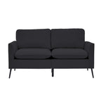 TS Nordic Retro Leather Upholstered Sofa Loveseat, Light Luxury Single Chair in Black with Breathable Faux Leather and Soft Cushions