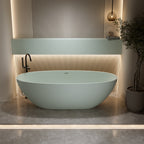 71'' Freestanding Bathtub Resin Stone Soaking Bathtub Solid Surface Modern Tubs with Overflow and Pop-up Drain