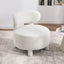 063-Teddy Fabric armless accent chair with curved backrest and solid wood legs upholstered chair slipper side chair  for primary living space bedroom vanity room or reading room ,White