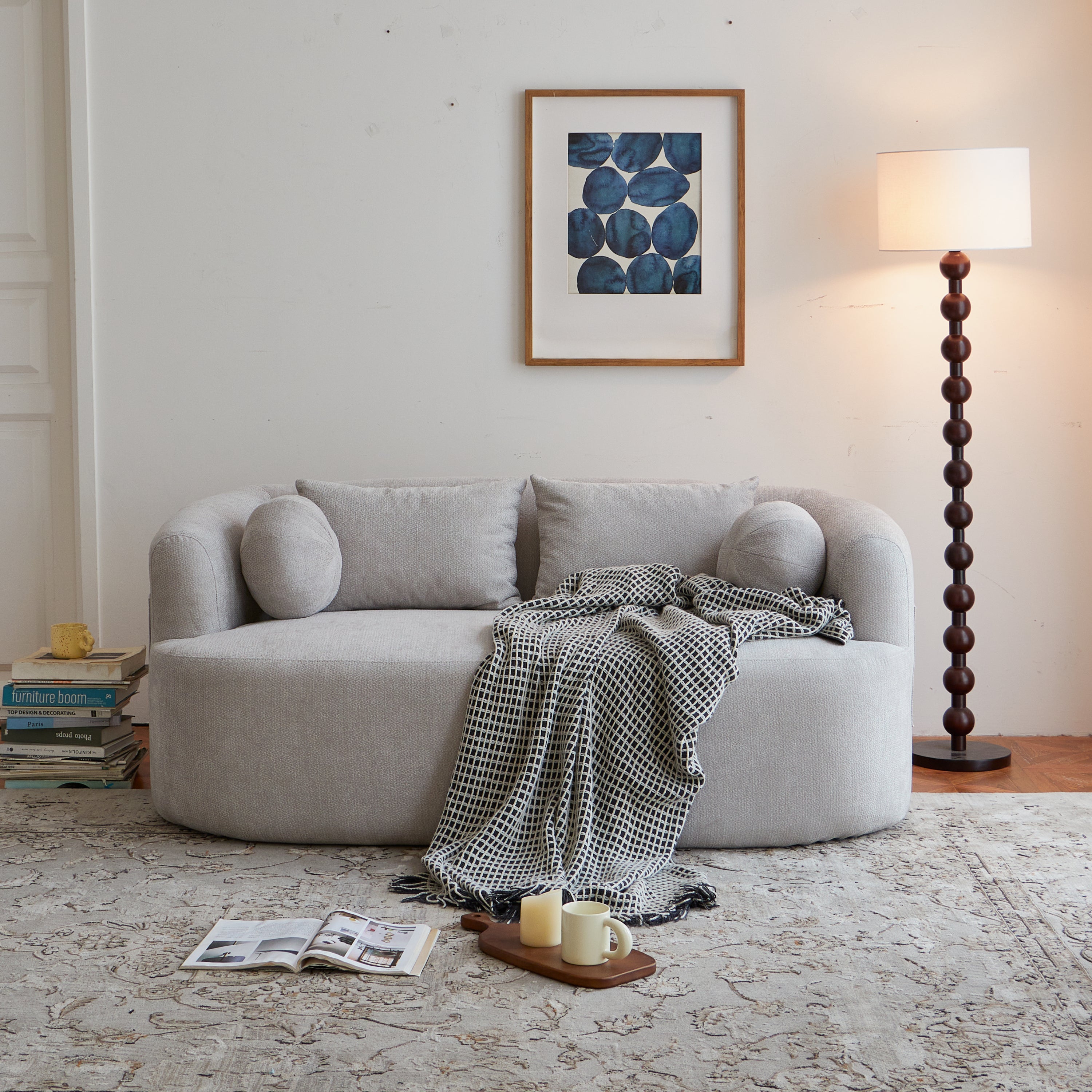 Sofa-in-a-Box, Memory Foam 2-Seater Couch, No Installation & Easy to Transport, Deep Seat Modern Sofa with chenille Fabric, Couch for Living Room, Bedroom, Apartment, Home Office,Gray Main image