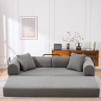 Folding Sofa Bed, 63' Convertible Couch Bed with 2 Pillows, Fold Out Couch, Foam Spring Floor Mattress, Futon Couch for Living Room, Office, Apartment