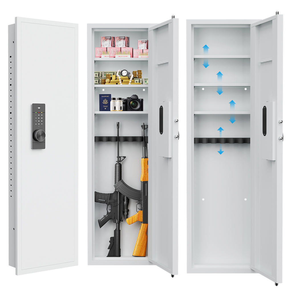 White Digital Keypad Safe Cabinet, 15.7"L × 5"W × 53"H