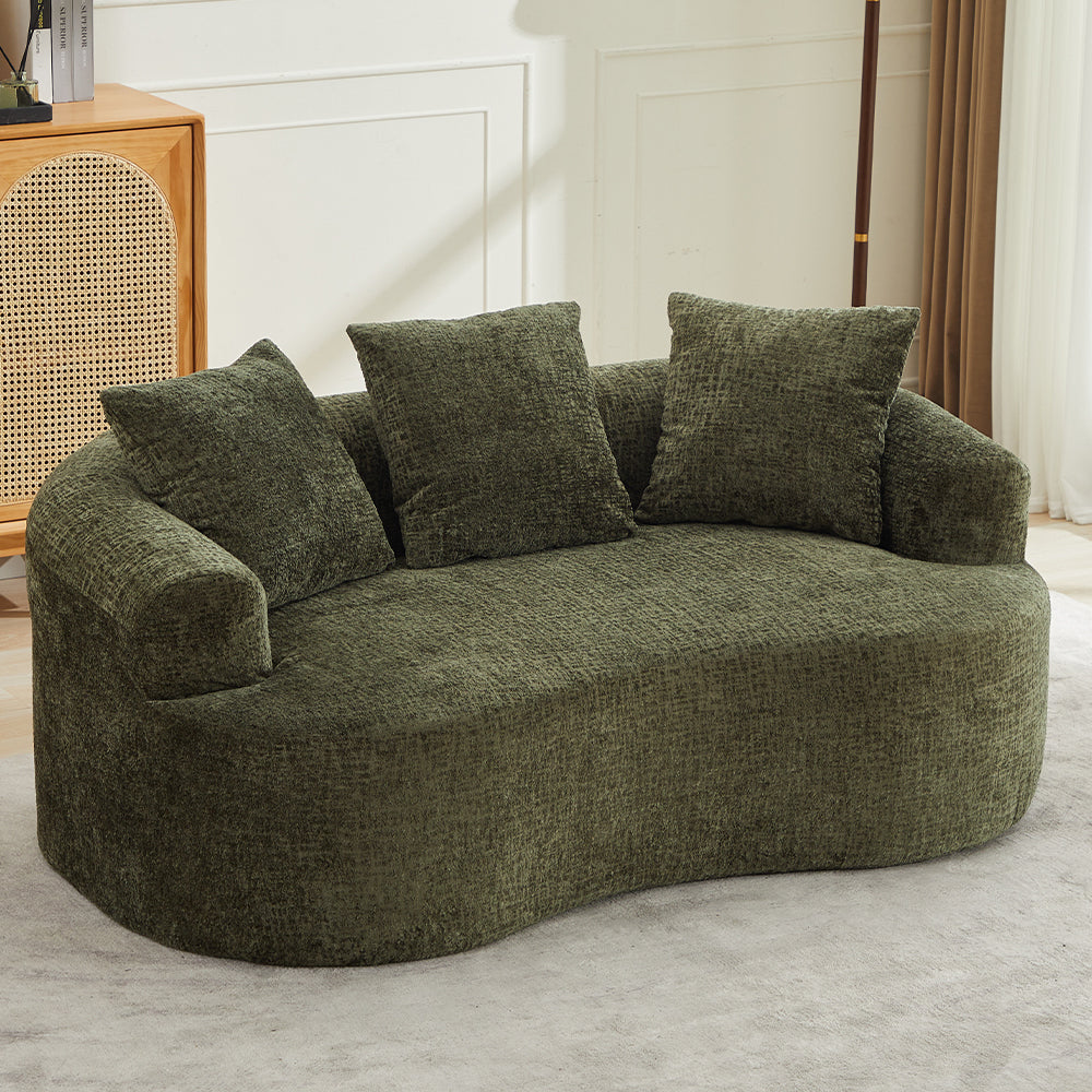 Curved Loveseat, Small Chenille Sofa with 3 Pillows, Deep Seat Couch for Apartment, Living Room, No Assembly Needed Main image