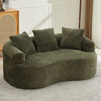 Curved Loveseat, Small Chenille Sofa with 3 Pillows, Deep Seat Couch for Apartment, Living Room, No Assembly Needed