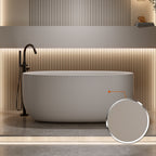 51'' Freestanding Bathtub Resin Stone Soaking Bathtub Solid Surface Modern Tubs with Overflow and Pop-up Drain