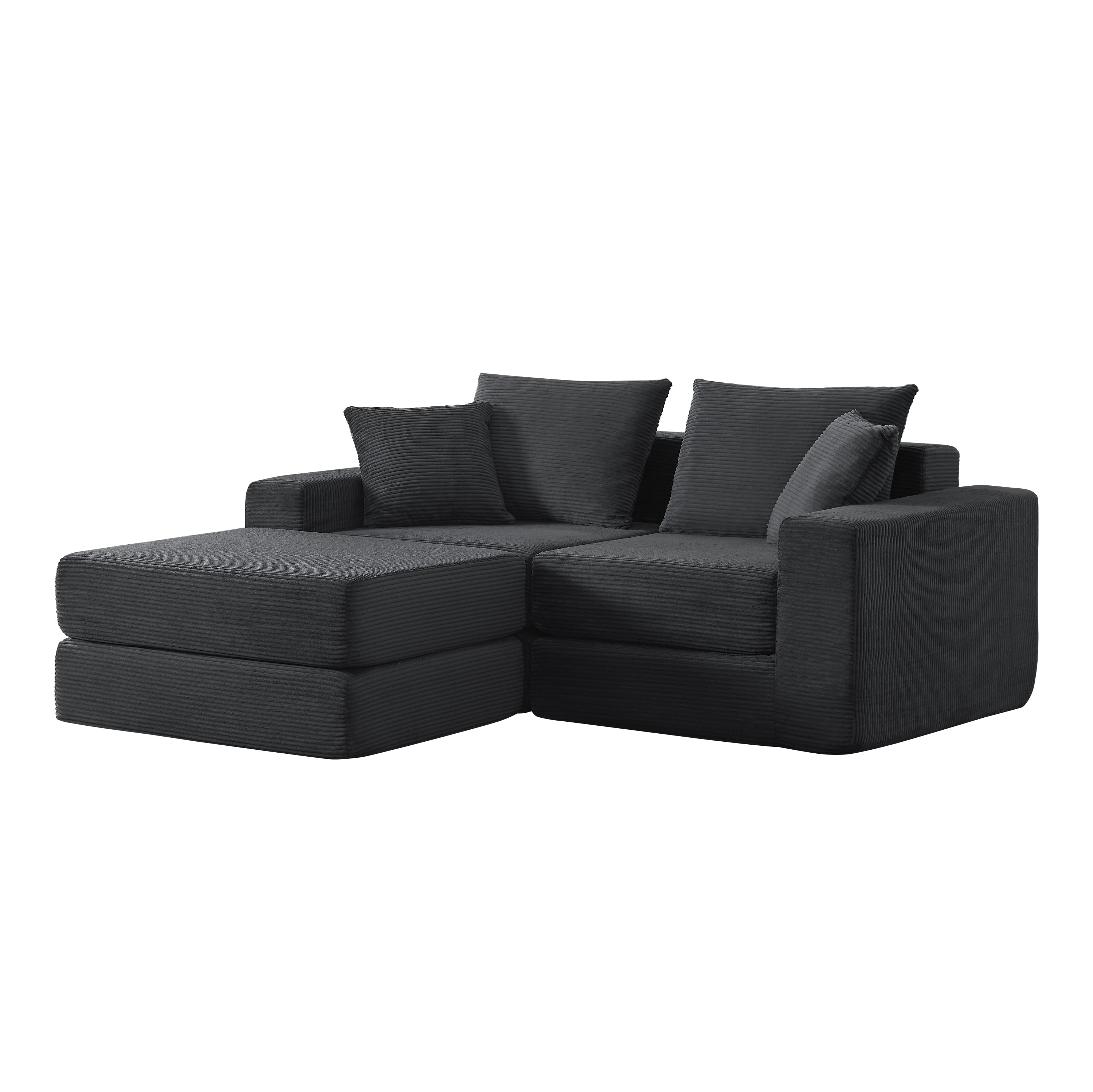 Modular Sectional Loveaeat Cloud Sofa, Boneless Couch with Non Slip Base, Cozy Sleeper Sofa for Customizable Living Spaces, Modern Modular Couch with L-Shape Chaise, Deep Seat & No Assembly Main image