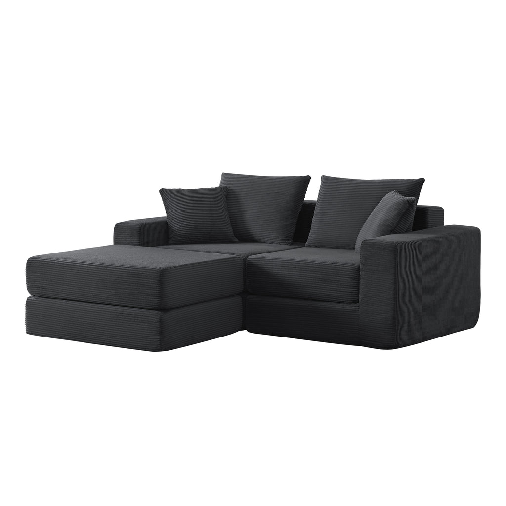 Modular Sectional Loveaeat Cloud Sofa, Boneless Couch with Non Slip Base, Cozy Sleeper Sofa for Customizable Living Spaces, Modern Modular Couch with L-Shape Chaise, Deep Seat & No Assembly