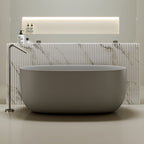 47'' Freestanding Bathtub Resin Stone Soaking Bathtub Solid Surface Modern Tubs with Overflow and Pop-up Drain