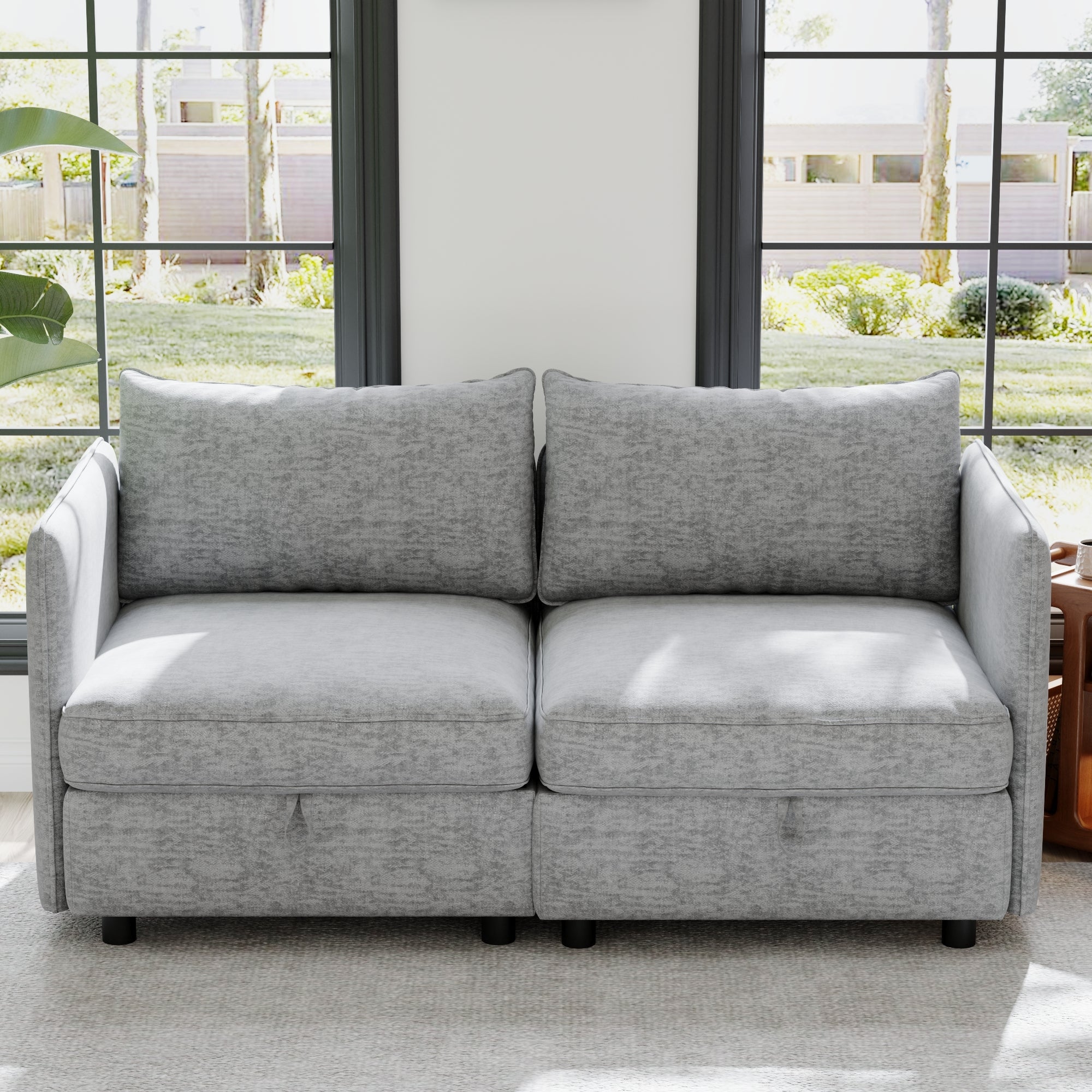 Love Seat Couches, 2 Seater Loveseat Mid Century Modern Sofa Couch With Storage for Small Spaces, Living Room, Dorm, Bedroom Main image