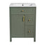 Elegant Bathroom Vanity with Ceramic Sink, Soft Close Storage, and Golden Accents in Solid Wood and MDF, 24-Inch