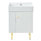 Hearth & Haven Amelia 21.6' Bathroom Vanity with Storage Cabinet, Single Ceramic Sink and Left Side Storage, White