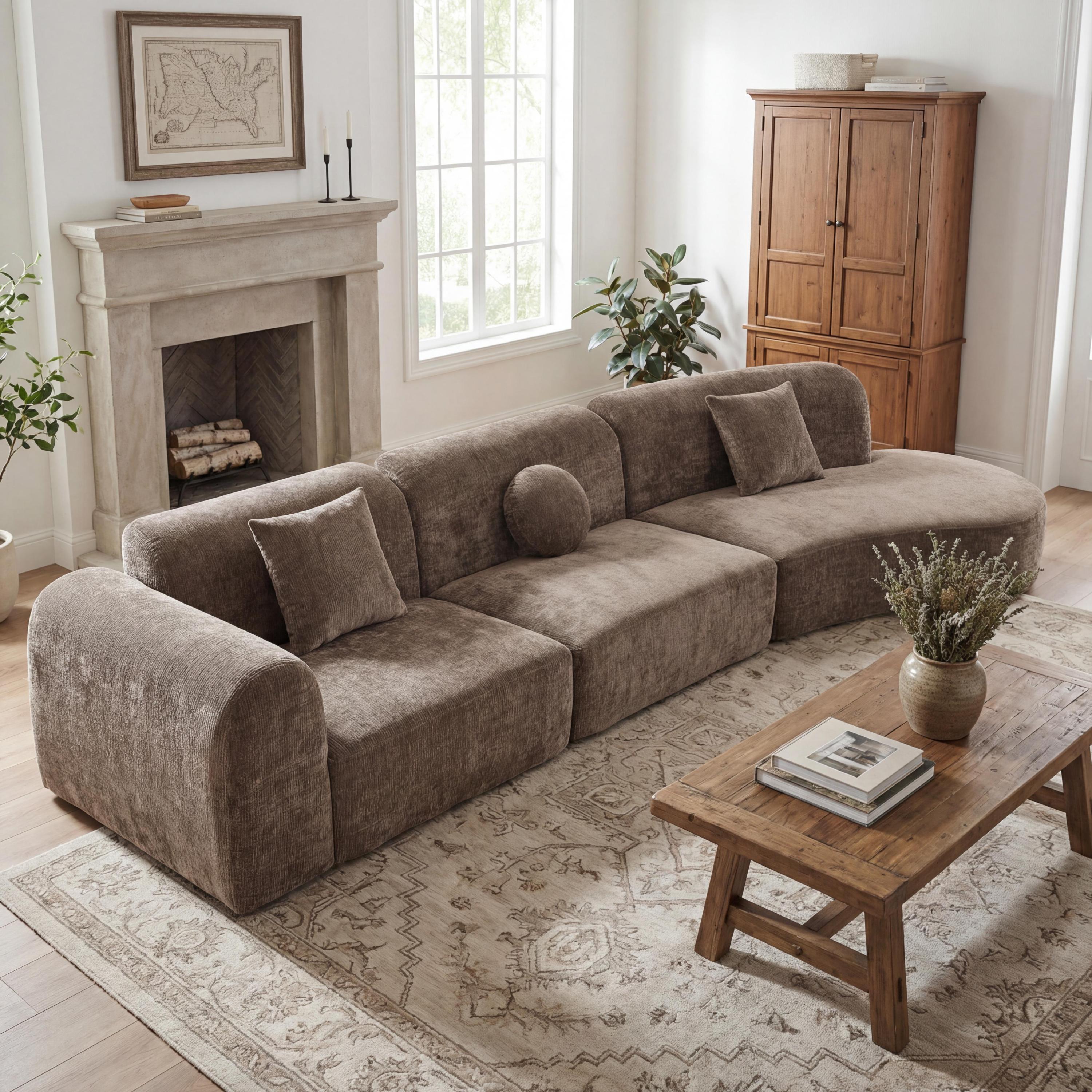 140' Modern Curved Sectional Sofa with High-Density Fully Compressed Sponge and Chaise Lounge, 3-Piece Set, Fully Assembled Right Hand Facing, Perfect for Living Room, Lounge Secondary image