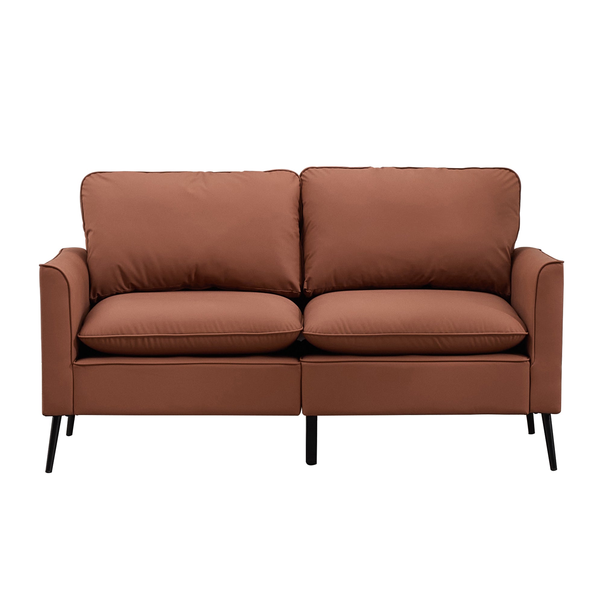 TS Nordic Retro Light Luxury Cat Paw Leather Upholstered Sofa Loveseat, Brown Faux Leather Single Chair for Living Room Balcony Bedroom, 55.91 x 31.90 x 26.80 inches Main image