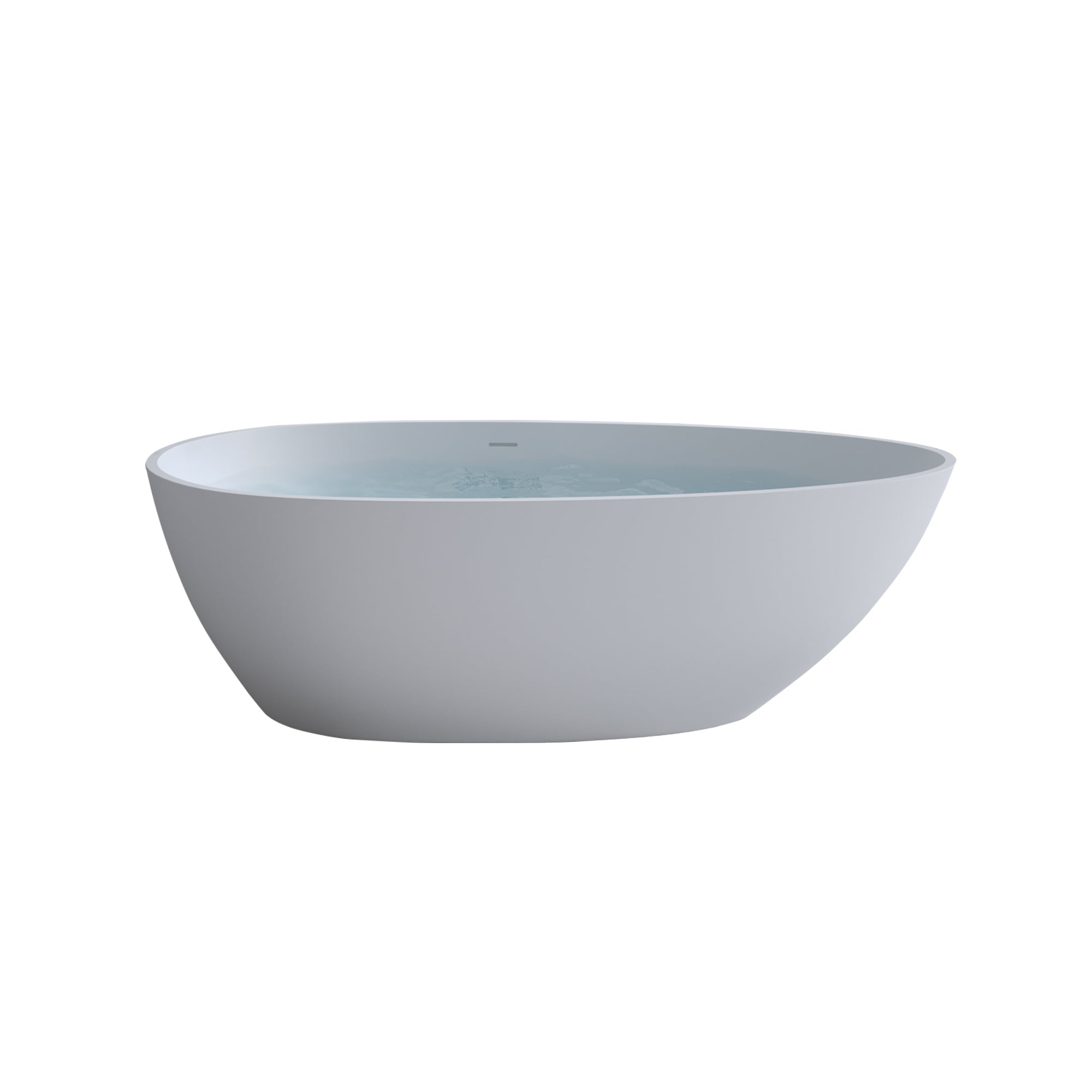 LILYA 59'' Freestanding Solid Surface Resin Stone Bathtub with Overflow and Pop-up Drain, Matte White Main image