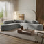 Mirod 122'' Extra Large Sectional Sofa Soft Fabric Upholstery, Elegant Curved Design with Three Round Cushions , High-Resilience Foam for Ultimate Comfort