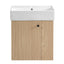 Modern Floating Bathroom Vanity with Ceramic Basin and Right Side Storage - 21.6 inch, Wood Finish