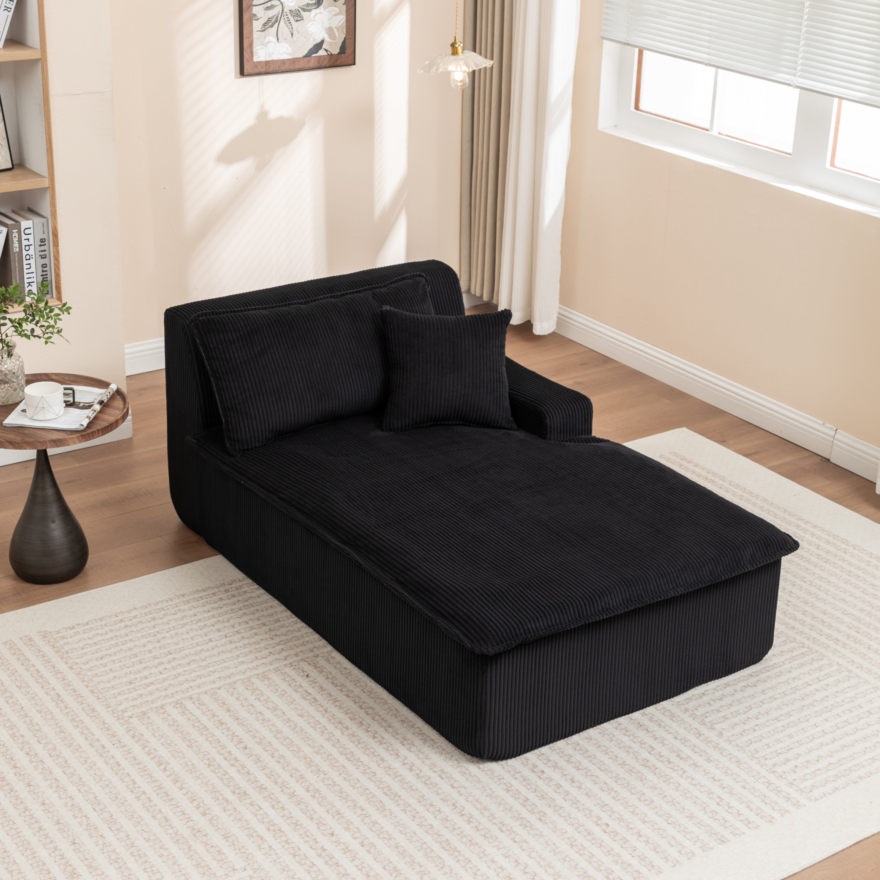 Left Armrest Chaise Lounge Chair Upholstered Sofa Bed No Assembly Required,Oversized Sleeper Chair in Box for Living Room, Movie Room, Bedroom (Single) Main image