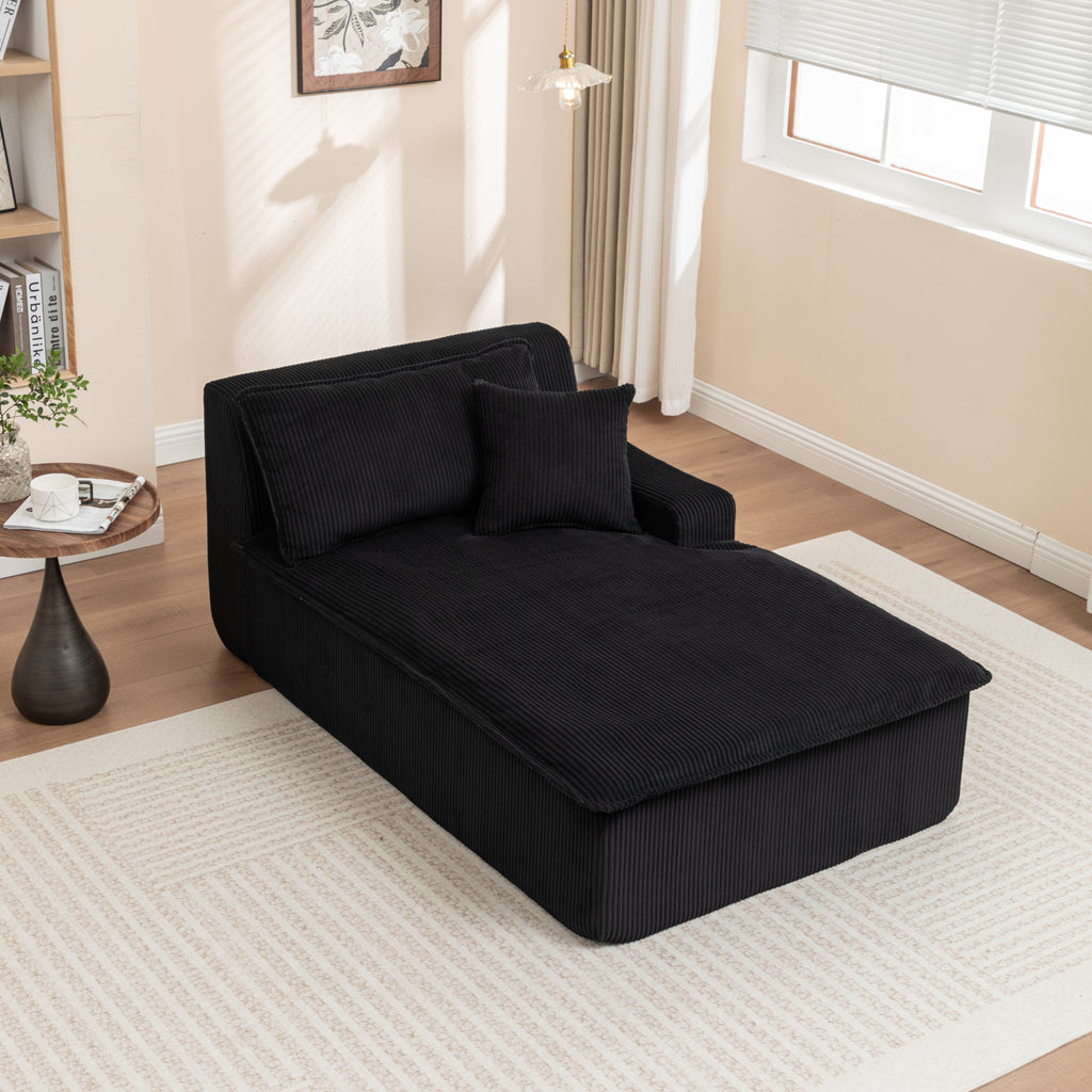 Left Armrest Chaise Lounge Chair Upholstered Sofa Bed No Assembly Required,Oversized Sleeper Chair in Box for Living Room, Movie Room, Bedroom (Single)