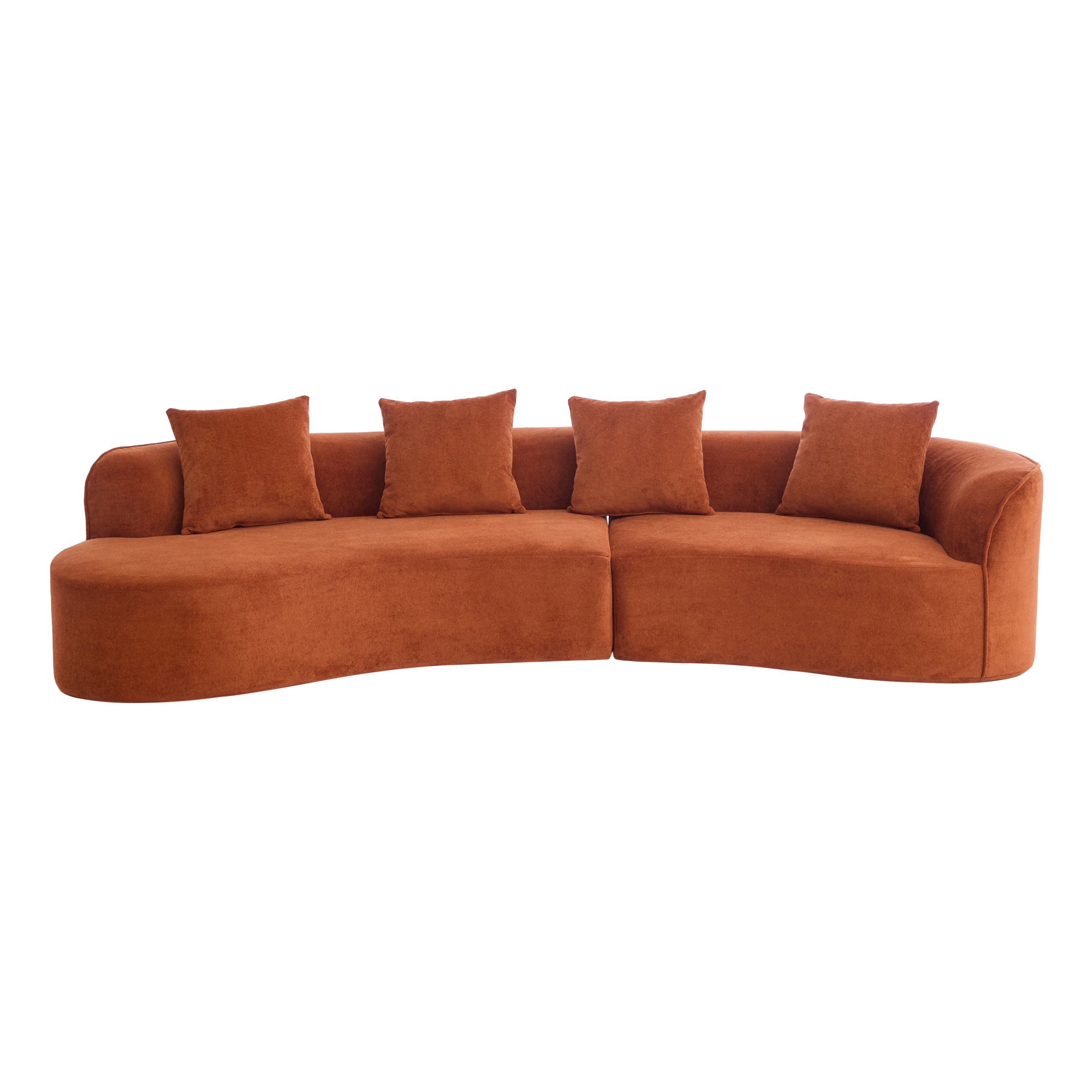 126' Curved Sectional Sofa (Dark Orange-D28 Full Foam)