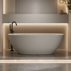 61'' Freestanding Bathtub Resin Stone Soaking Bathtub Solid Surface Modern Tubs with Overflow and Pop-up Drain